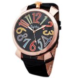 ・メンズ レディース腕時計 アナログ トップリューズ式ビッグフェイス腕時計 ピンクゴールド/ブラック